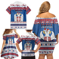 Serbia Christmas Family Matching Off Shoulder Short Dress and Hawaiian Shirt I Am The Serbian Elf - Wonder Print Shop
