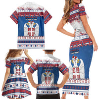 Serbia Christmas Family Matching Short Sleeve Bodycon Dress and Hawaiian Shirt I Am The Serbian Elf - Wonder Print Shop