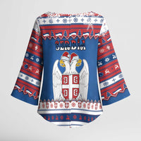 Serbia Christmas Kimono Sleeve Blouse I Am The Serbian Elf - Wonder Print Shop