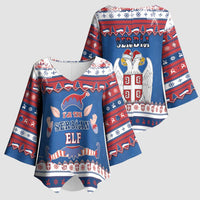 Serbia Christmas Kimono Sleeve Blouse I Am The Serbian Elf - Wonder Print Shop