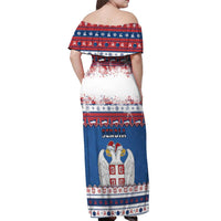 Serbia Christmas Off Shoulder Maxi Dress I Am The Serbian Elf - Wonder Print Shop