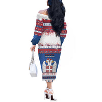 Serbia Christmas Off The Shoulder Long Sleeve Dress I Am The Serbian Elf - Wonder Print Shop