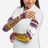 Romania Christmas Arm Sleeves Romanian Masked Santa - Wonder Print Shop