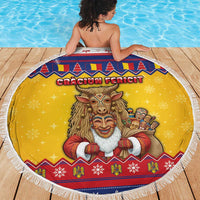 Romania Christmas Beach Blanket Romanian Masked Santa - Wonder Print Shop