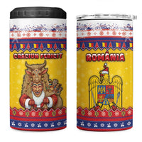 Romania Christmas 4 in 1 Can Cooler Tumbler Romanian Masked Santa - Wonder Print Shop