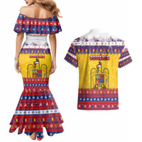 Romania Christmas Couples Matching Mermaid Dress and Hawaiian Shirt Romanian Masked Santa - Wonder Print Shop