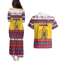 Romania Christmas Couples Matching Puletasi and Hawaiian Shirt Romanian Masked Santa - Wonder Print Shop