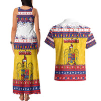 Romania Christmas Couples Matching Tank Maxi Dress and Hawaiian Shirt Romanian Masked Santa - Wonder Print Shop