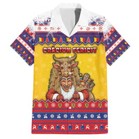 Romania Christmas Family Matching Off The Shoulder Long Sleeve Dress and Hawaiian Shirt Romanian Masked Santa - Wonder Print Shop