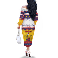 Romania Christmas Family Matching Off The Shoulder Long Sleeve Dress and Hawaiian Shirt Romanian Masked Santa - Wonder Print Shop