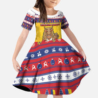 Romania Christmas Family Matching Off Shoulder Maxi Dress and Hawaiian Shirt Romanian Masked Santa - Wonder Print Shop