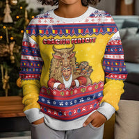 Romania Christmas Kid Ugly Christmas Sweater Romanian Masked Santa - Wonder Print Shop