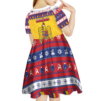 Romania Christmas Kid Short Sleeve Dress Romanian Masked Santa - Wonder Print Shop