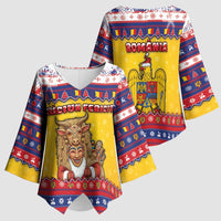 Romania Christmas Kimono Sleeve Blouse Romanian Masked Santa - Wonder Print Shop