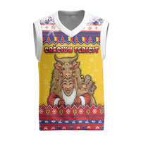 Romania Christmas Knitted V-Neck Vest Romanian Masked Santa - Wonder Print Shop