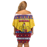 Romania Christmas Off Shoulder Short Dress Romanian Masked Santa - Wonder Print Shop