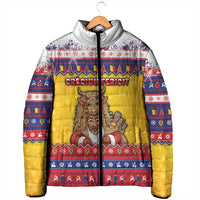 Romania Christmas Padded Jacket Romanian Masked Santa - Wonder Print Shop