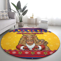 Romania Christmas Round Carpet Romanian Masked Santa - Wonder Print Shop