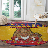 Romania Christmas Round Carpet Romanian Masked Santa - Wonder Print Shop