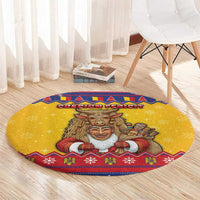 Romania Christmas Round Carpet Romanian Masked Santa - Wonder Print Shop