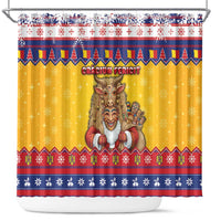Romania Christmas Shower Curtain Romanian Masked Santa - Wonder Print Shop