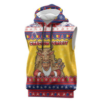 Romania Christmas Sleeveless Hoodie Romanian Masked Santa - Wonder Print Shop