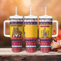 Romania Christmas Tumbler With Handle Romanian Masked Santa - Wonder Print Shop