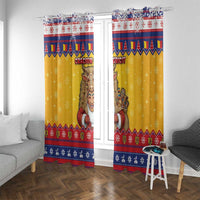 Romania Christmas Window Curtain Romanian Masked Santa - Wonder Print Shop