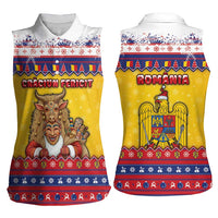 Romania Christmas Women Sleeveless Polo Shirt Romanian Masked Santa - Wonder Print Shop