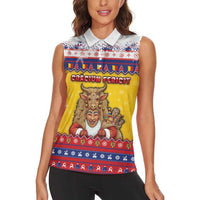 Romania Christmas Women Sleeveless Polo Shirt Romanian Masked Santa - Wonder Print Shop