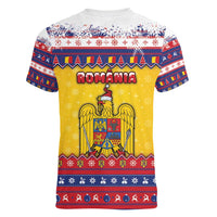 Romania Christmas Women V-Neck T-Shirt Romanian Masked Santa - Wonder Print Shop