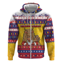 Romania Christmas Zip Hoodie Romanian Masked Santa - Wonder Print Shop