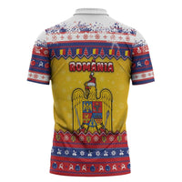 Romania Christmas Zipper Polo Shirt Romanian Masked Santa - Wonder Print Shop