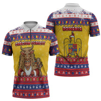 Romania Christmas Zipper Polo Shirt Romanian Masked Santa - Wonder Print Shop