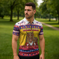 Romania Christmas Zipper Polo Shirt Romanian Masked Santa - Wonder Print Shop