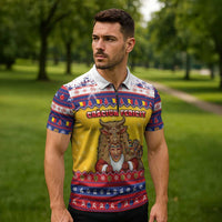 Romania Christmas Zipper Polo Shirt Romanian Masked Santa - Wonder Print Shop