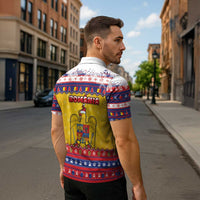 Romania Christmas Zipper Polo Shirt Romanian Masked Santa - Wonder Print Shop