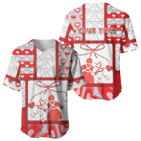 Personalized Romania Valentine's Day Baseball Jersey Martenitsi With Hearts Knitting Effect