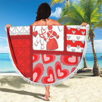 Romania Valentine's Day Beach Blanket Martenitsi With Hearts Knitting Effect