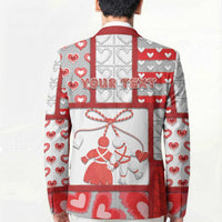 Personalized Romania Valentine's Day Blazer Martenitsi With Hearts Knitting Effect