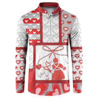 Personalized Romania Valentine's Day Button Sweatshirt Martenitsi With Hearts Knitting Effect