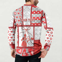 Personalized Romania Valentine's Day Button Sweatshirt Martenitsi With Hearts Knitting Effect