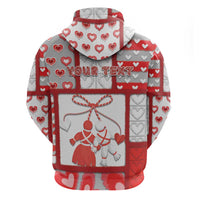 Personalized Romania Valentine's Day Hoodie Martenitsi With Hearts Knitting Effect