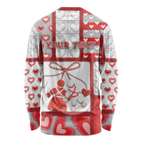 Personalized Romania Valentine's Day Long Sleeve Shirt Martenitsi With Hearts Knitting Effect