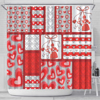 Romania Valentine's Day Shower Curtain Martenitsi With Hearts Knitting Effect