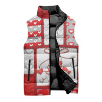 Personalized Romania Valentine's Day Sleeveless Puffer Jacket Martenitsi With Hearts Knitting Effect
