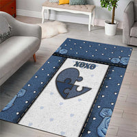 XOXO Valentine's Day Area Rug Pieces Of The Heart Old Denim Fabric Effect