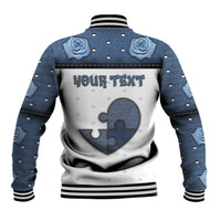 Personalized XOXO Valentine's Day Baseball Jacket Pieces Of The Heart Old Denim Fabric Effect
