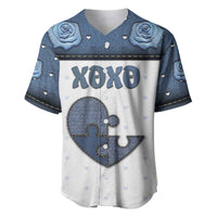 Personalized XOXO Valentine's Day Baseball Jersey Pieces Of The Heart Old Denim Fabric Effect