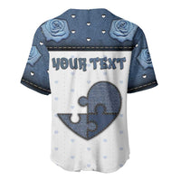 Personalized XOXO Valentine's Day Baseball Jersey Pieces Of The Heart Old Denim Fabric Effect